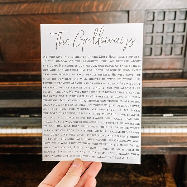 Personalized Psalm 91 | PDF Download | Christian Prints | 5x7 | 8x10 | Custom Sizes | Encouraging and Inspirational | Home Decor | Wall Art