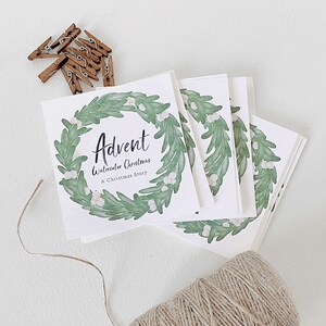 Printable Watercolor Christmas Advent Calendar Scripture Cards | Set of ...