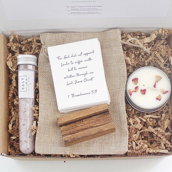 Christian Gift Box | Salt & Light | Bath Salts | Candle | Personalized Scripture Cards | Encouragement Gift | Care Package | Sympathy