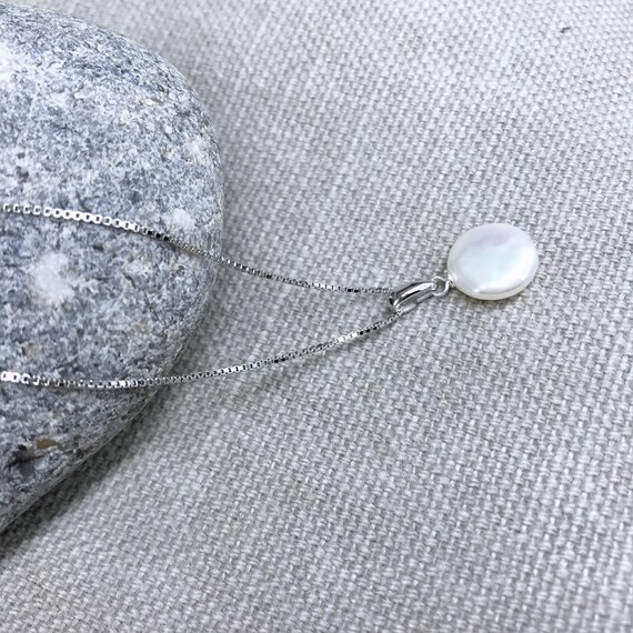Collier Négligé En Argent Sterling Avec Pendentif Perle D'eau Douce Et Cercle - Blanc Nacré - Neuf Avec étiquettes