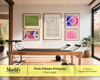 Pink Pilates Princess Wall Art Gallery, Prints, Feminine, Motivational, Affirmations, Inspiring, Design, Yoga, Studio, Room, Decor, Trendy
