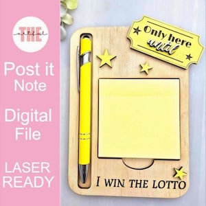 Post-it Note, Sticky Note Pad Holder SVG Laser Cut File, Laser cutting File, Note Pad Holder with pen, funny note holder, Digital File