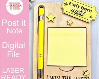 Post-it Note, Sticky Note Pad Holder SVG Laser Cut File, Laser cutting File, Note Pad Holder with pen, funny note holder, Digital File