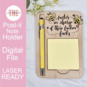 Post-it Note, Sticky Note Pad Holder SVG Laser Cut File, Sticky Note Pad Holder SVG, Laser cutting File, Note Pad Holder with pen