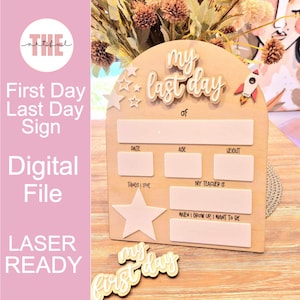 First Day, Last Day Sign SVG, School Board SVG, Back To School Sign Laser File, First And Last Day School Sign Laser File, Rocket