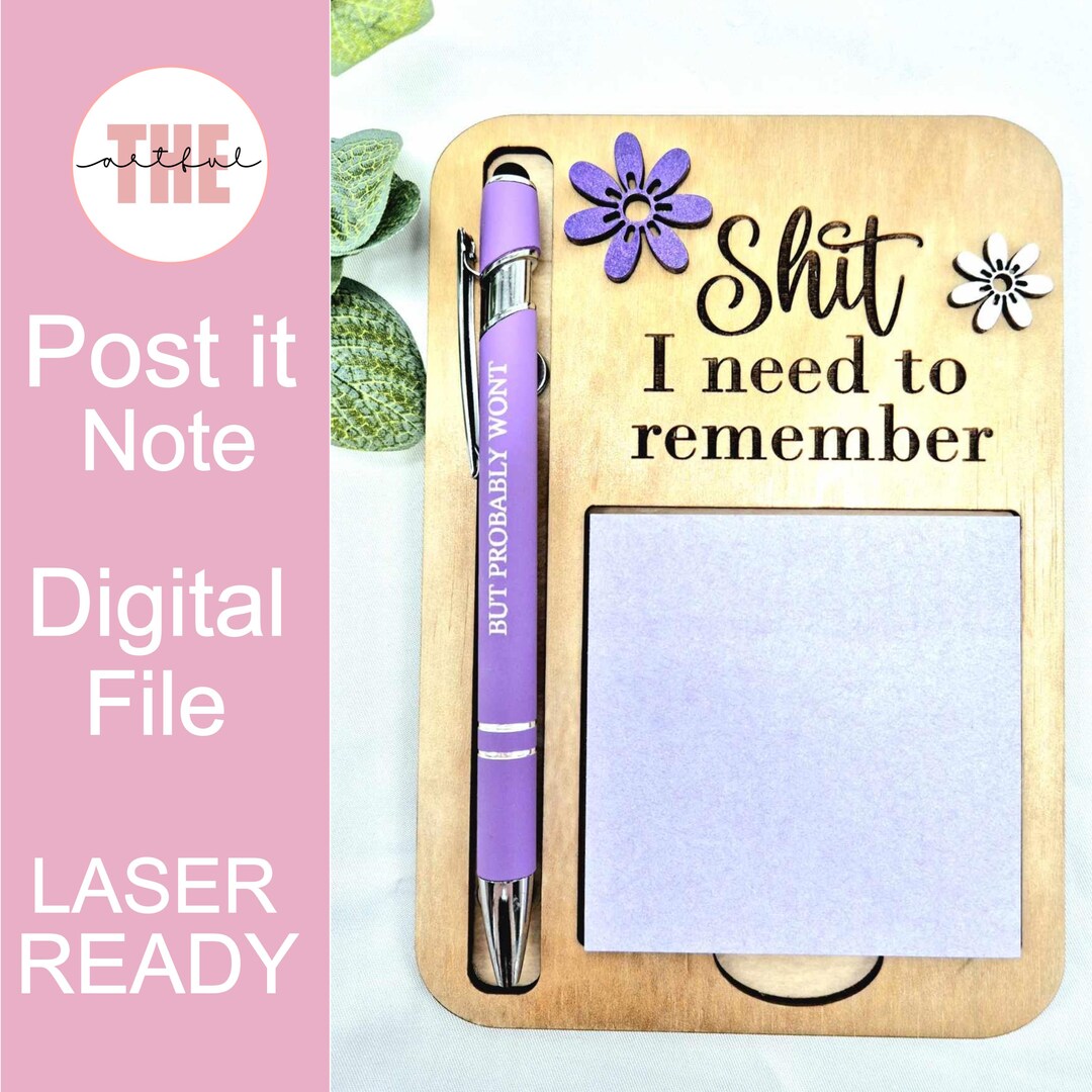 Uncropped File Note Post-it Note, Sticky Note Pad Holder SVG Laser Cut File, Laser Cutting ...