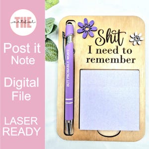 Post-it Note, Sticky Note Pad Holder SVG Laser Cut File, Laser cutting File, Note Pad Holder with pen, funny note holder, Digital File