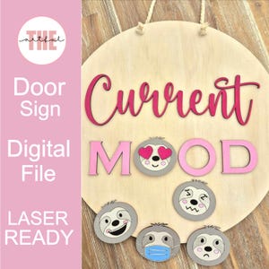 Projet de plaque de porte pour fêtes de fin d'année, préadolescents, adolescents, ambiance, plaque de porte interchangeable, fichier découpé au laser, projet d'artisanat pour enfants, paresseux