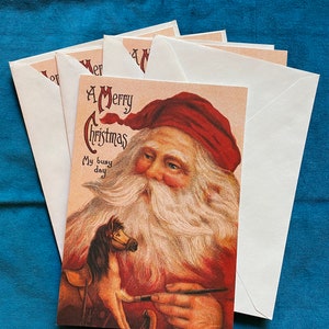 Vintage Unused Hallmark Christmas Santa Claus Greeting Cards (Set of 4) ***Free Shipping!***