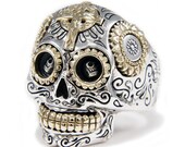 Santa Muerte Sugar Skull 925 Sterling Silver Ring Silver Skull Ring Day of the Dead Ring Biker Ring Gothic Ring Sugar Skull Ring gb-r001