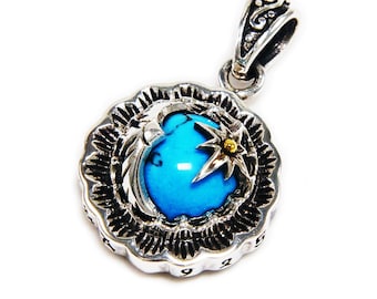 Eagle Northern Star Turquoise/925 Sterling Silver Pendant/Charm/Rockabilly/Gothic/Biker jewelry/Native sa-080