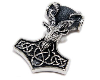 Ram/Mountain Goat/Nordic/Viking/Celtic/925 Sterling Silver Pendant/Biker/Gothic Jewelry/Rockabilly/GJ-001