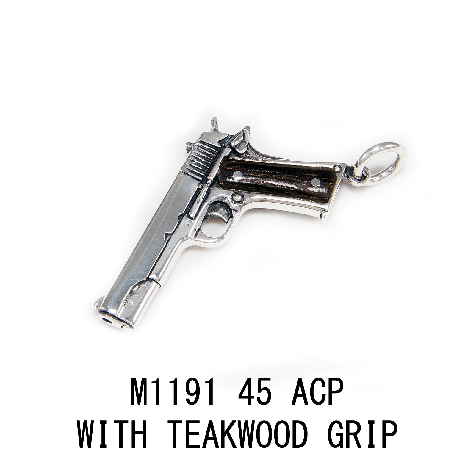 M1911/.45 Acp/pistol/handgun/firearms/teak Wood Grip/925 Sterling