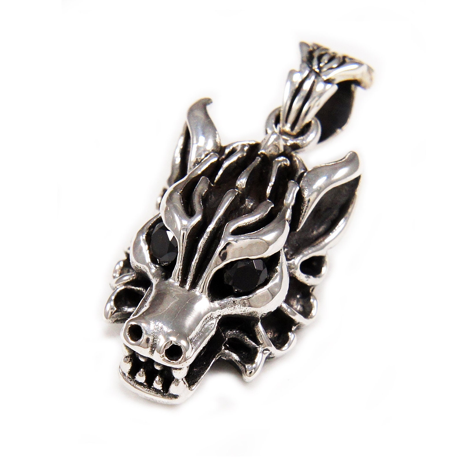 Wolf/925 Sterling Silver/silver Pendant/silver Charm/cubic