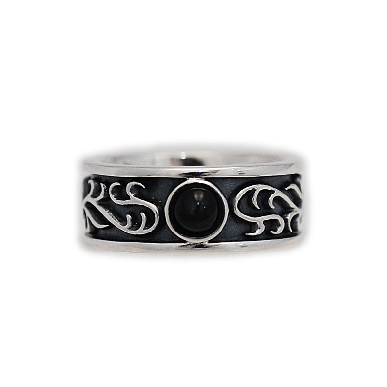 Onyx925 Sterling Silver Band RingSilver Black Onyx RingSilver Arabesque Band RingFine JewelryBiker JewelryMen/'sWomen/'s ks-r049