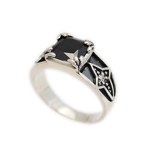 Star/925 Sterling Silver Ring/Silver Ring/Stone Ring/Cubic Zirconia/Gothic/Biker Jewelry/ks-r125