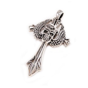 Maltese/Cross/Skull/925 Sterling Silver Pendant/Biker Pendant/Skull Pendant/Cross Charm/bai-003