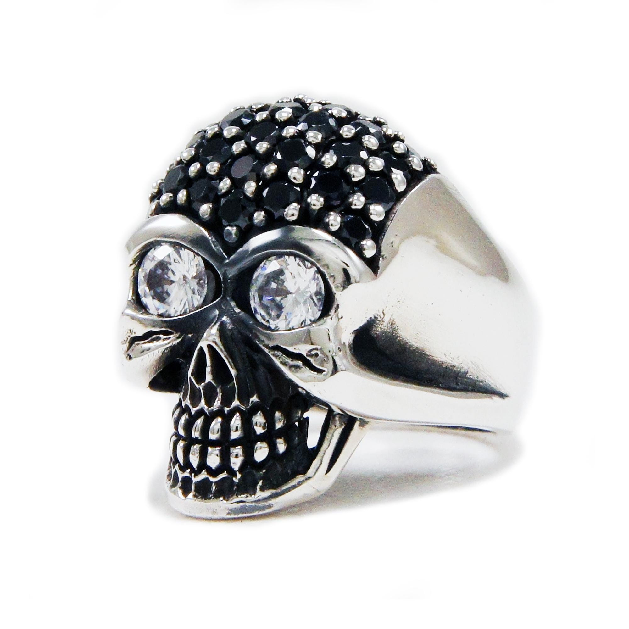 Skull/925 Sterling Silver Ring/cubic Zirconia/skull Ring/biker