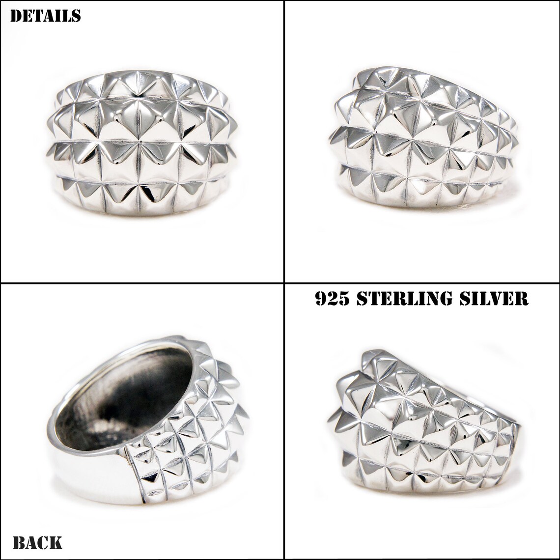 Studs/925 Sterling Silver Ring/star Ring/rockabilly/silver Ring/biker ...