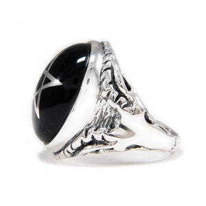Black Oval Stone/pentagram/star/925 Sterling Silver - Etsy