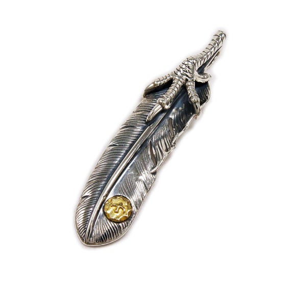 Feather/eagle Claw/brass/925 Sterling Silver Pendant/eagle Feather 