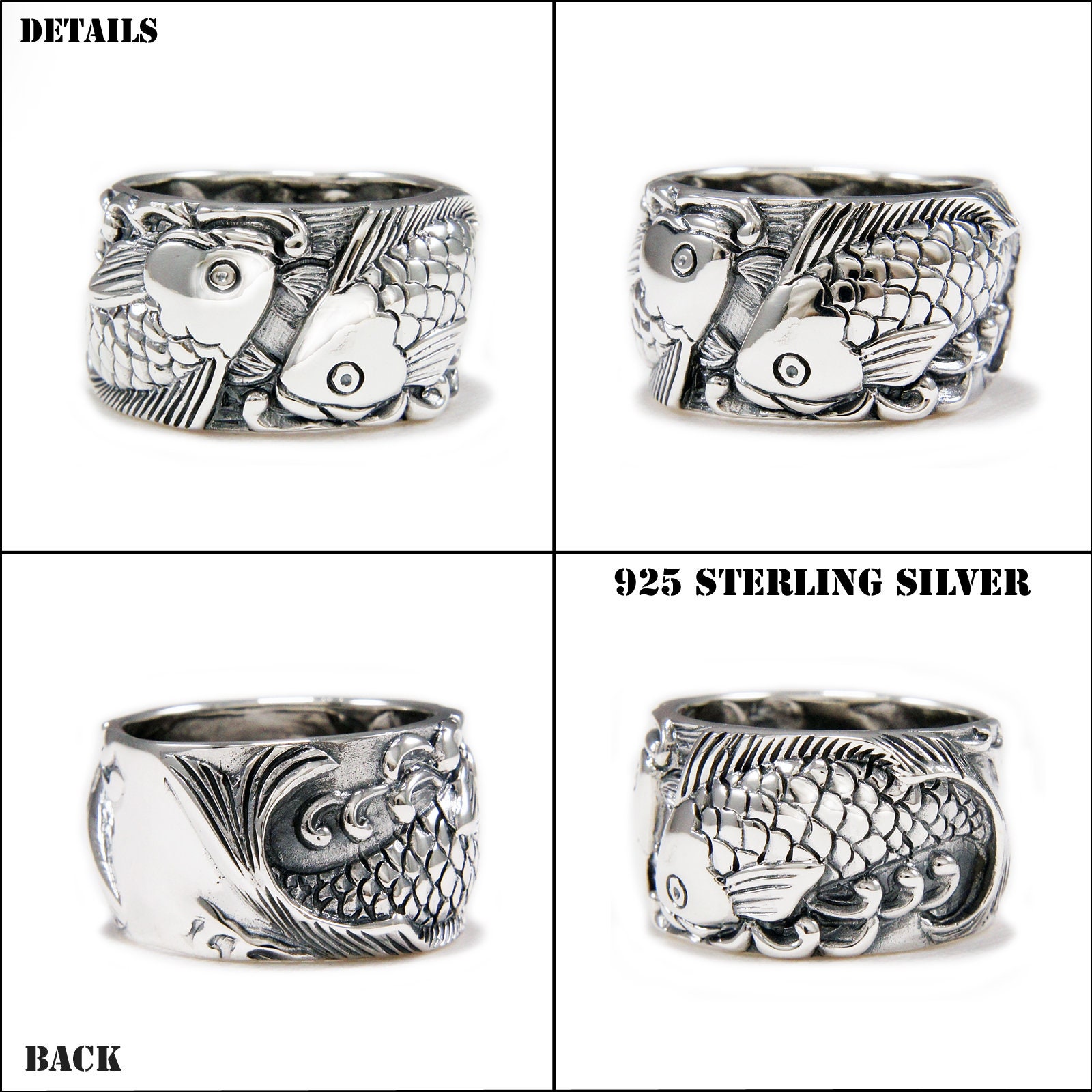 Japanese Koi/twin Carp/925 Sterling Silver Ring/japanese Koi