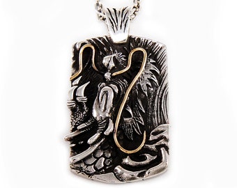 Japanese Dragon/dogtag/925 Sterling Silver Pendant/silver Pendant