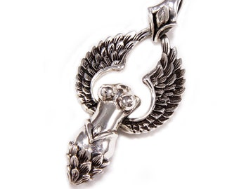 Colgante de ángel de plata de ley 925, estilo gótico, motero, rockabilly, bub-030