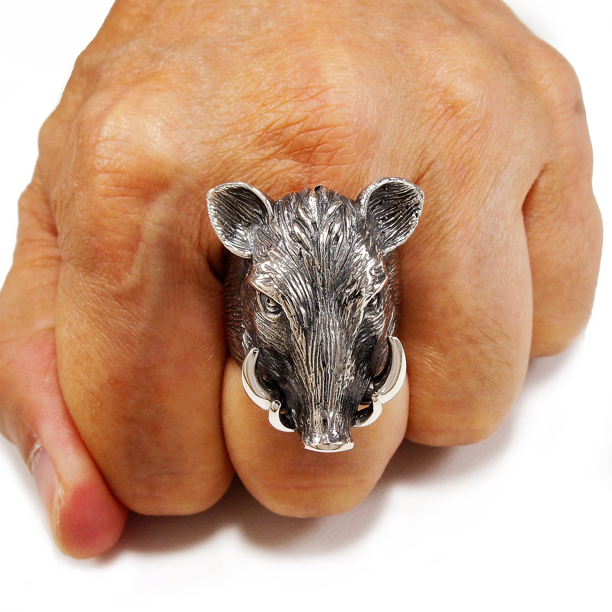 Wild Boar/wild Hog/925 Sterling Silver Ring/gothic/wild Pig Wild Boar/wild Hog/925 Sterling Silver Ring/gothic/wild Pig