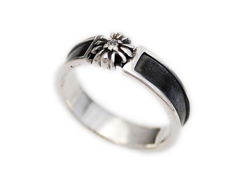 Alliance en argent sterling 925/croix/anneau croix en pierre/bijoux de motard/gothique/won-r024