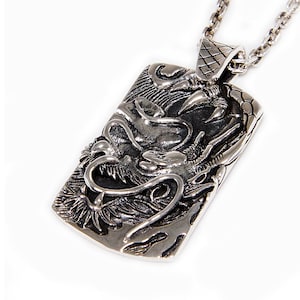 Dragon Sterling Silver Dogtag - Etsy