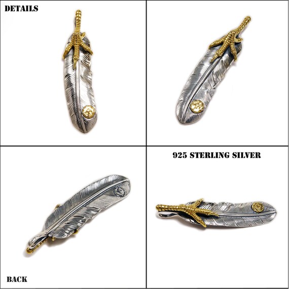 Buy Feather/eagle Claw/brass/925 Sterling Silver Pendant/eagle 
