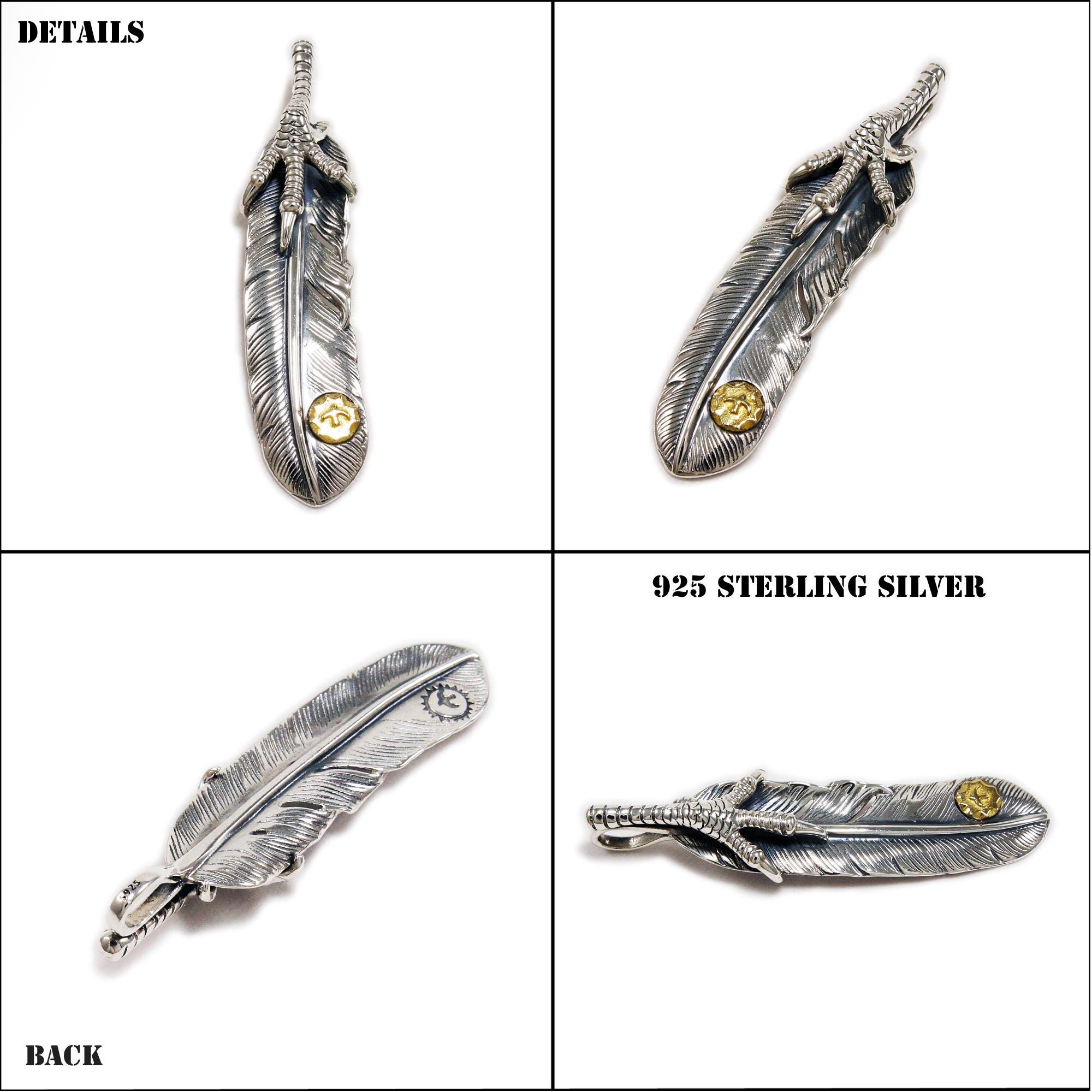 Feather/eagle Claw/brass/925 Sterling Silver Pendant/eagle