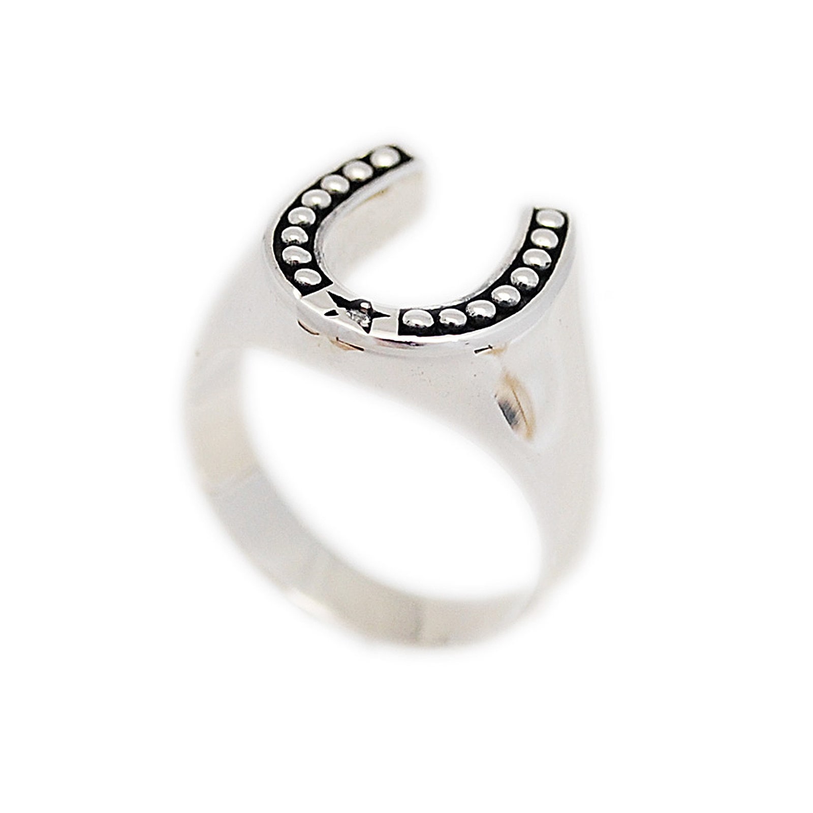 Horse Shoe/white Stone/925 Sterling Silver Ring/horse Shoe Ring