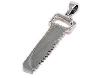 Wood Saw/Tools/925 Sterling Silver Pendant/Biker/Gothic Jewelry/Rockabilly/GD-009