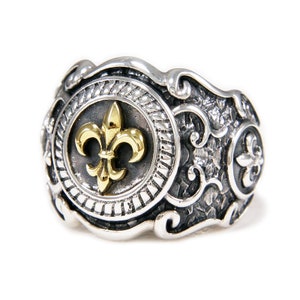 Fleur de Lis/925 sterlingzilveren ring/Fleur de Lis-ring/Rockabilly/Zilveren ring/Bikerring/tan-r003
