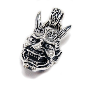 Hannya/tête de mort/théâtre nô/femme jalouse/pendentif en argent sterling 925/gothique/breloque en argent/motard/rockabilly/won-099