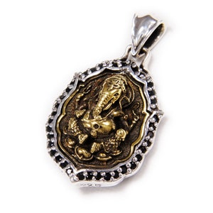 Ganesha/Ganesh/925 Sterling Silver Pendant/God of Wisdom/Hindusm/Gothic/Amulet/Biker/Silver Charm bub-043