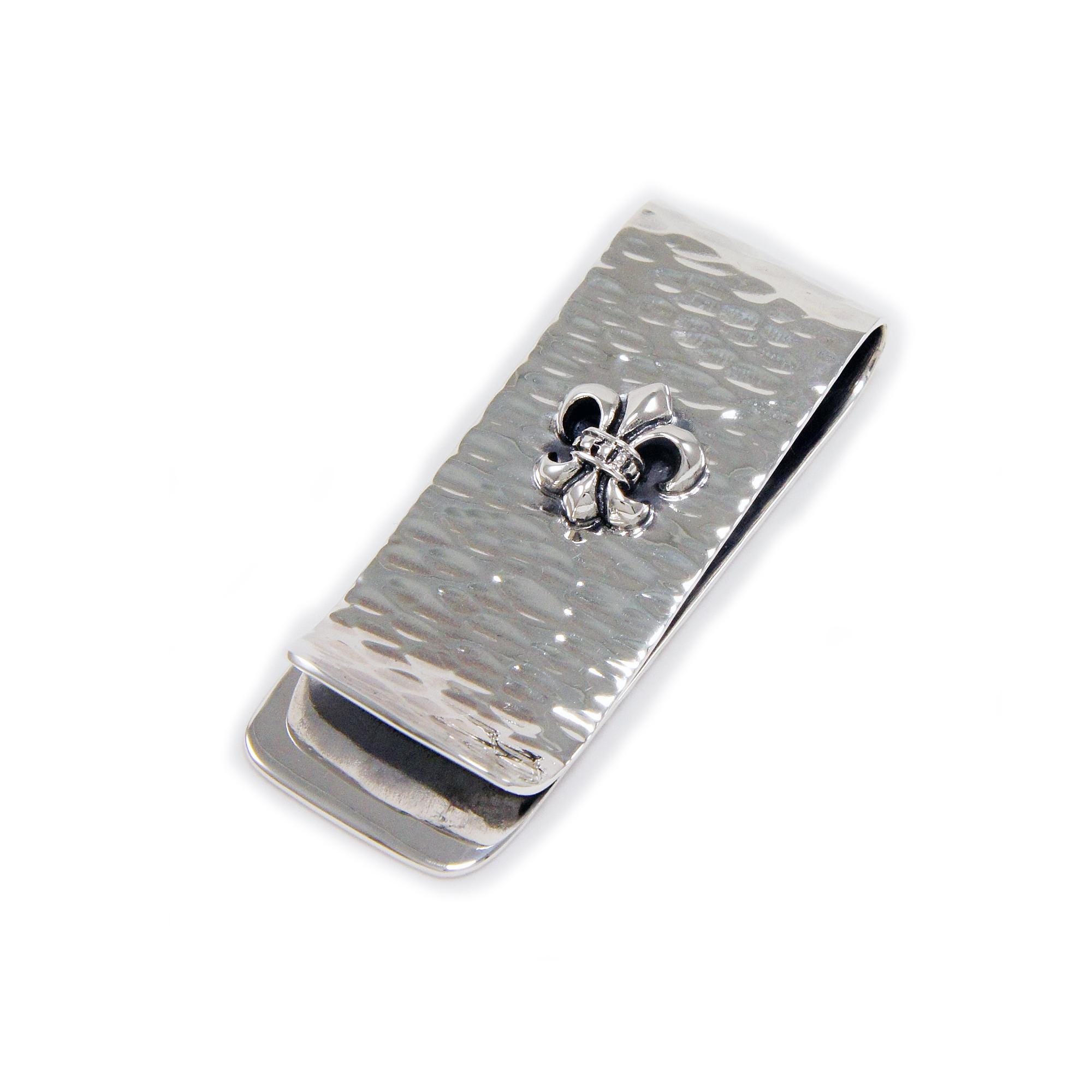 Hammertone/fleur De Lis/925 Sterling Silver Money Clip/money