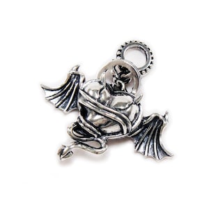 Devils Heart/925 Sterling Silver Pendant/Charm/Biker/Gothic/Rockabilly/Charm/YAN-002