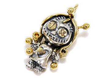 Voodoo Doll/Brass/925 Sterling Silver Pendant/Charm/Biker/Gothic/Rockabilly/Charm/TOU-026