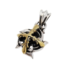 Brass Cross/925 Sterling Silver Pendant/Black Cz/Silver Charm/Gothic/Rockabilly/Biker Jewelry/db-025