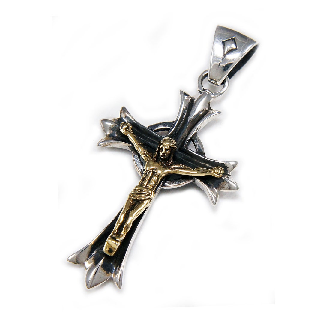 Crucifixion of Jesus 925 Sterling Silver Pendant/brass Jesus - Etsy