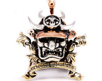 Colgante de plata de ley 925 con armadura de samurái Kabuto, Shogun, Señor de la Guerra, Ninja, Bushido, Motociclista, Gótico, Rockabilly, GB-087