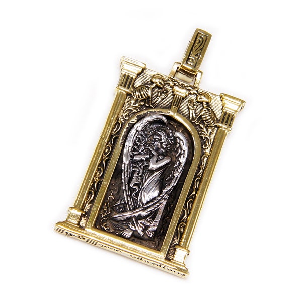 Guardian Angel/925 Sterling Silver Pendant/Angel Pendant/Silver Charm/Brass/Biker/Gothic/Rockabilly/gb-121