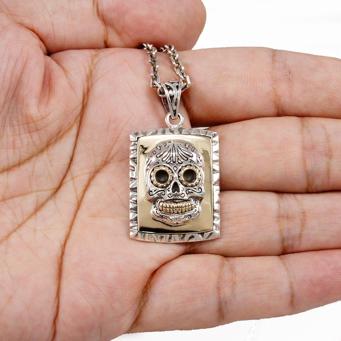Mexican Sugar Skull/925 Sterling Silver Pendant/silver Skull Etsy