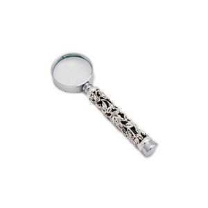Magnifying Glass/Sterling Silver Handle/Silver Handle/Spy Glass/Magnifying Glass Rose Garden Vineyard Engraving Design/bp-g010-ro