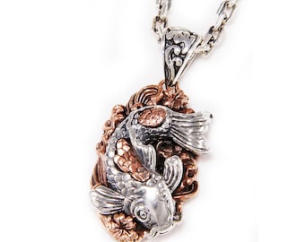Japanese Carp/koi Fish/medallion/925 Sterling Silver Pendant