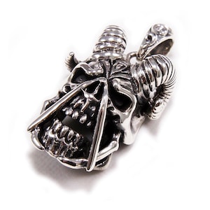 Cráneo 925 Colgante de plata de ley/Colgante de plata/Diablo/Demonio/Joyería de motociclista/Cráneo/Gótico/Rockabilly/cs-031