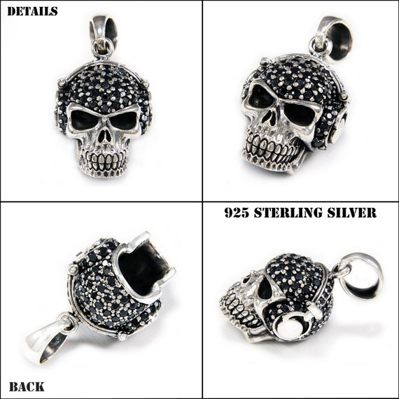 DJ/スカル/925スターリングシルバーペンダント/シルバースカル